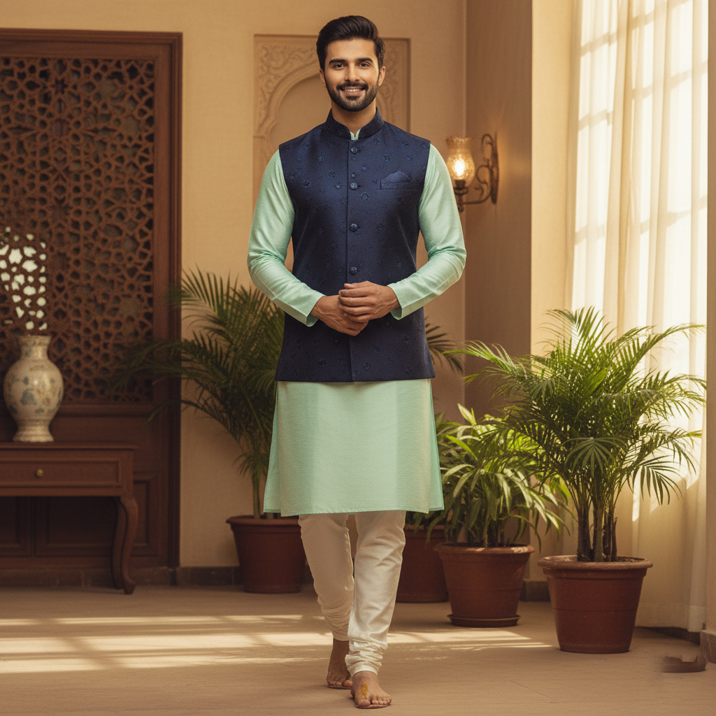 gold Printed Rayon Kurta Pajama