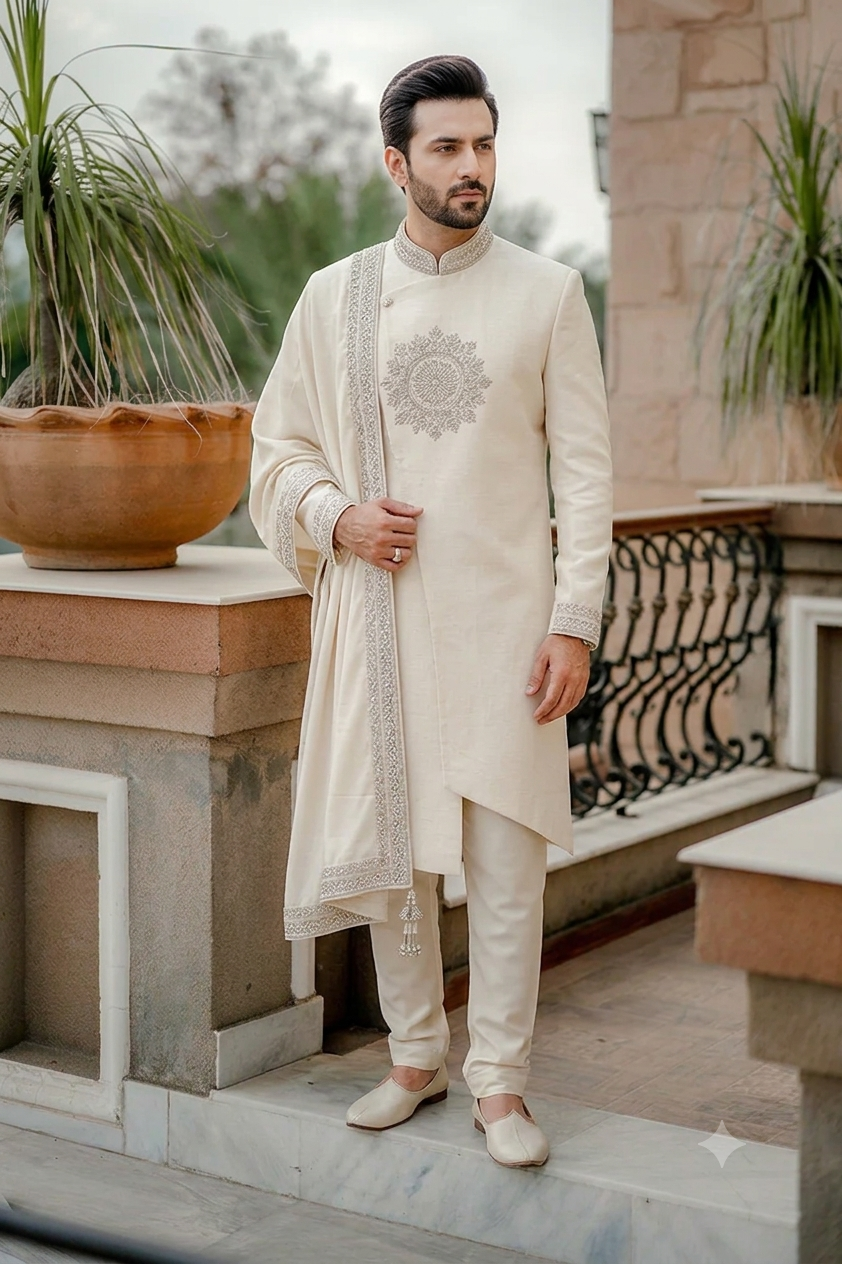 orange Art Silk Kurta & Jacket